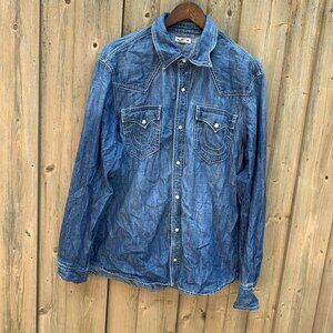 Vintage True Religion Jeans Denim Shirt Jacket XXL
